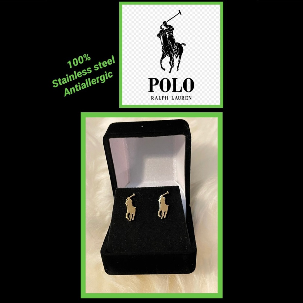 Polo stainless steel earrings gold tone